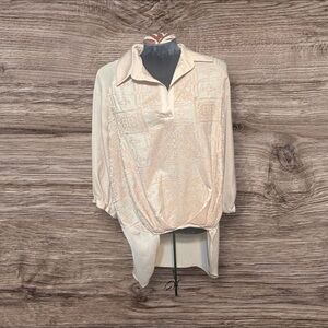 Ivy Jane Cross Stitch Embroidered High Lo Blouse Size XS